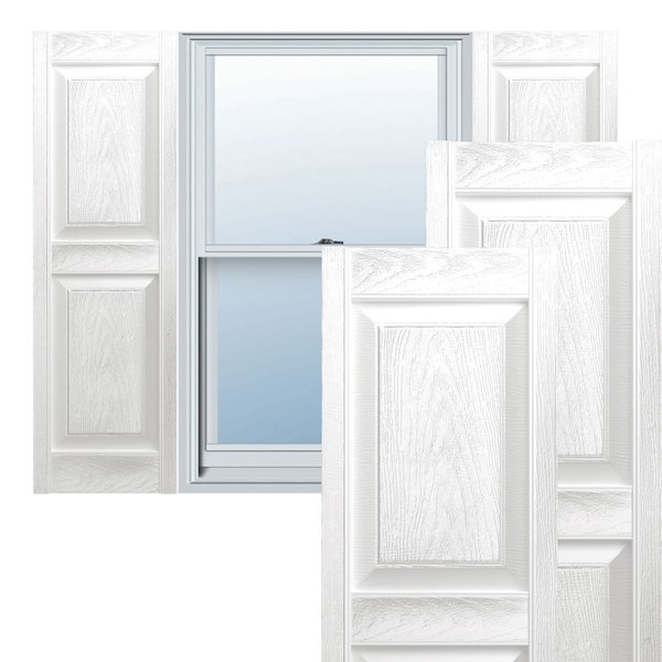 Ekena Millwork 14.75 in. W x 75 in. H Builders Edge, Two Equal Panels, Raised Panel Shutters, 117 - Bright White 030140075117